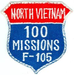 Republic F-105 Thunderchief 100 Missions North Vietnam
Japanese made

Worn by Col. Thomas "Zipgun" Coady 

Col. Coady had more time in the F-105 than any other pilot in the USAF at the time, 1,850 flight hours, 1,000 of which were in combat. Coady flew the F-105G & F-105F Wild Weasel serving two combat tours from 1967-1973 flying from Korat RTAFB w/ the 17th WWS from Mar 1972-Dec1973 & Takhli RTAFB w/ the 357th TFS from Dec 1967-Sep 1969. 
