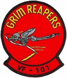 Fighter Squadron 101 (VF-101)
Established as Fighter Squadron ONE HUNDRED ONE (VF-101) “Grim Reapers” on 1 May 1952. VF-101 merged with the Fleet All Weather Training Unit Atlantic (FAWTUALT) in Apr 1958. Disestablished on 30 Sep 2005. 

Vought FG-1D Corsair FG-1D
McDonnell F2H-2 Banshee, 1952-1956
Douglas F4D-1 Skyray, 1956-1962
Douglas F3D-2 Skyknight, 1958-1962
McDonnell F-3B Demon, 1958-1962
McDonnell Douglas F-4B Phantom II, 1962-1977
Grumman F-14A/B Tomcat, 1976-2005

Deployments. 
27 Dec 1954-14 Jul 1955 USS Midway (CVA-41) CVG-1, F2H-2, Mediterranean
6 Jul 1971-16 Dec 1971 USS America (CVA-66) CVW-8, Det. 66, F-4J, Mediterranean

