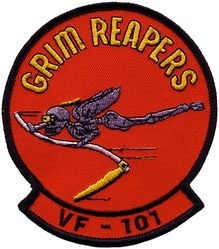 Fighter Squadron 101 (VF-101)
Established as Fighter Squadron ONE HUNDRED ONE (VF-101) “Grim Reapers” on 1 May 1952. VF-101 merged with the Fleet All Weather Training Unit Atlantic (FAWTUALT) in Apr 1958. Disestablished on 30 Sep 2005. Reactivated as Strike Fighter Squadron ONE HUNDRED ONE (VFA-101) on 1 May 2012-.

Vought FG-1D Corsair FG-1D
McDonnell F2H-2 Banshee, 1952-1956
Douglas F4D-1 Skyray, 1956-1962
Douglas F3D-2 Skyknight, 1958-1962
McDonnell F-3B Demon, 1958-1962
McDonnell Douglas F-4B Phantom II, 1962-1977
Grumman F-14A/B Tomcat, 1976-2005

Deployments. 
27 Dec 1954-14 Jul 1955 USS Midway (CVA-41) CVG-1, F2H-2, Mediterranean
6 Jul 1971-16 Dec 1971 USS America (CVA-66) CVW-8, Det. 66, F-4J, Mediterranean

