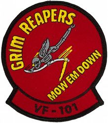 Fighter Squadron 101 (VF-101) Morale
Established as Fighter Squadron ONE HUNDRED ONE (VF-101) “Grim Reapers” on 1 May 1952. VF-101 merged with the Fleet All Weather Training Unit Atlantic (FAWTUALT) in Apr 1958. Disestablished on 30 Sep 2005. 

East coast F-14 Fleet Replacement Squadron.

Grumman F-14A/B Tomcat, 1976-2005

