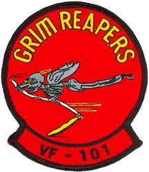 Fighter Squadron 101 (VF-101)
Established as Fighter Squadron ONE HUNDRED ONE (VF-101) “Grim Reapers” on 1 May 1952. VF-101 merged with the Fleet All Weather Training Unit Atlantic (FAWTUALT) in Apr 1958. Disestablished on 30 Sep 2005. Reactivated as Strike Fighter Squadron ONE HUNDRED ONE (VFA-101) on 1 May 2012-.

Vought FG-1D Corsair FG-1D
McDonnell F2H-2 Banshee, 1952-1956
Douglas F4D-1 Skyray, 1956-1962
Douglas F3D-2 Skyknight, 1958-1962
McDonnell F-3B Demon, 1958-1962
McDonnell Douglas F-4B Phantom II, 1962-1977
Grumman F-14A/B Tomcat, 1976-2005

Deployments. 
27 Dec 1954-14 Jul 1955 USS Midway (CVA-41) CVG-1, F2H-2, Mediterranean
6 Jul 1971-16 Dec 1971 USS America (CVA-66) CVW-8, Det. 66, F-4J, Mediterranean

