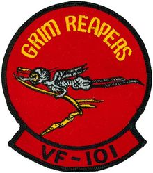 Fighter Squadron 101 (VF-101)
Established as Fighter Squadron ONE HUNDRED ONE (VF-101) “Grim Reapers” on 1 May 1952. VF-101 merged with the Fleet All Weather Training Unit Atlantic (FAWTUALT) in Apr 1958. Disestablished on 30 Sep 2005. Reactivated as Strike Fighter Squadron ONE HUNDRED ONE (VFA-101) on 1 May 2012-.

Vought FG-1D Corsair FG-1D
McDonnell F2H-2 Banshee, 1952-1956
Douglas F4D-1 Skyray, 1956-1962
Douglas F3D-2 Skyknight, 1958-1962
McDonnell F-3B Demon, 1958-1962
McDonnell Douglas F-4B Phantom II, 1962-1977
Grumman F-14A/B Tomcat, 1976-2005

Deployments. 
27 Dec 1954-14 Jul 1955 USS Midway (CVA-41) CVG-1, F2H-2, Mediterranean
6 Jul 1971-16 Dec 1971 USS America (CVA-66) CVW-8, Det. 66, F-4J, Mediterranean

