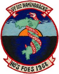 Fighter Squadron 102 (VF-102) VIETNAM CRUISE 1968
Established as Attack Squadron THIRTY SIX (VA-36) on 1 Jul 1955 and redesigneated Fighter Squadron ONE ZERO TWO (VF-102) "Diamondbacks" (Second VF-102) on the same day. It should be noted that on the same day the old VF-102 was redesignated VA-36. This unit is separate from VA-36 that was established on 1 Jul 1955. Redesignated Strike Fighter Squadron ONE ZERO TWO (VFA-102) in 2005.

McDonnell Douglas F-4 Phantom II
