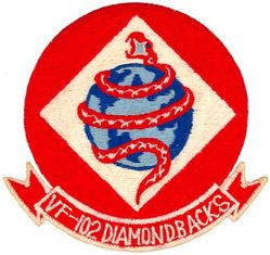 Fighter Squadron 102 (VF-102)
Established as Attack Squadron THIRTY SIX (VA-36) on 1 Jul 1955 and redesigneated Fighter Squadron ONE ZERO TWO (VF-102) "Diamondbacks" (Second VF-102) on the same day. It should be noted that on the same day the old VF-102 was redesignated VA-36. This unit is separate from VA-36 that was established on 1 Jul 1955. Redesignated Strike Fighter Squadron ONE ZERO TWO (VFA-102) in 2005.

McDonnell  F2H Banshee
Douglas F4D Skyray
McDonnell Douglas F-4 Phantom II
Grumman F-14 Tomcat
