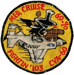 Fighter Squadron 103 (VF-103) MEDITERRANEAN CRUISE 1969-1970
Established as VF-103 on 1 May 1952. Following VF-84's decommissioning in Oct 1995, and have VF-103 adopt the VF-84 Lineage.  
McDonnell Douglas F-4B/J/S Phantom II
