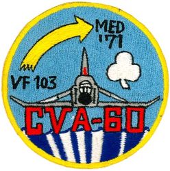 Fighter Squadron 103 (VF-103) MEDITERRANEAN CRUISE 1971
Established as VF-103 on 1 May 1952. Following VF-84's decommissioning in Oct 1995, and have VF-103 adopt the VF-84 Lineage.  
McDonnell Douglas F-4B/J/S Phantom II
