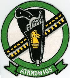 Attack Squadron 105 (VA-105) (2nd)
Established as Attack Squadron ONE HUNDRED FIVE (VA-105) (2nd) on 1 Nov 1967. Redesignated Strike Fighter Squadron ONE HUNDRED FIVE (VFA-105) on 17 Dec 1990-. 

Insignia approved on 20 Sep 1968.

Vought A-7A/E Corsair II, 4 Mar 1968.
McDonnell Douglas F/A-18A/C Hornet, 27 Dec 1990.

