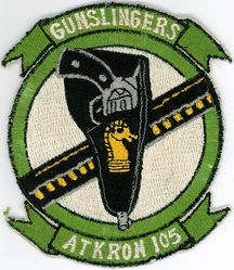 Attack Squadron 105 (VA-105) (2nd)
Established as Attack Squadron ONE HUNDRED FIVE (VA-105) (2nd) on 1 Nov 1967. Redesignated Strike Fighter Squadron ONE HUNDRED FIVE (VFA-105) on 17 Dec 1990-. 

Insignia approved on 20 Sep 1968.

Vought A-7A/E Corsair II, 4 Mar 1968.
McDonnell Douglas F/A-18A/C Hornet, 27 Dec 1990.

