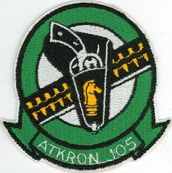 Attack Squadron 105 (VA-105) (2nd)
Established as Attack Squadron ONE HUNDRED FIVE (VA-105) (2nd) on 1 Nov 1967. Redesignated Strike Fighter Squadron ONE HUNDRED FIVE (VFA-105) on 17 Dec 1990-. 

Insignia approved on 20 Sep 1968.

Vought A-7A/E Corsair II, 4 Mar 1968.
McDonnell Douglas F/A-18A/C Hornet, 27 Dec 1990.

