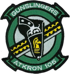 Attack Squadron 105 (VA-105) (2nd)
Established as Attack Squadron ONE HUNDRED FIVE (VA-105) (2nd) on 1 Nov 1967. Redesignated Strike Fighter Squadron ONE HUNDRED FIVE (VFA-105) on 17 Dec 1990-. 

Insignia approved on 20 Sep 1968.

Vought A-7A/E Corsair II, 4 Mar 1968.
McDonnell Douglas F/A-18A/C Hornet, 27 Dec 1990.

