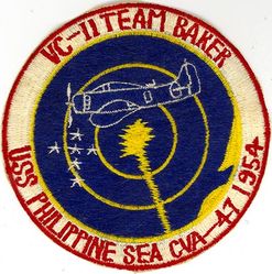 Composite Squadron 11 (VC-11) Detachment B CVG-5 Western Pacific 1954
Established as Airborne Early Warning Squadron 1 (VAW-1) on 6 Jul 1948: Composite Squadron 11 (VC-11) in Sep 1948: Airborne Early Warning Squadron 11 (VAW-11) on 11 Jul 1956: Airborne Early Warning Squadron 111 (VAW-111)  on 13 Apr 1967. Disestablished on 1 Jun 1977. Established on 1 Oct 1986. Disestablished 29 Apr 1988.

Douglas AD-4W Skyraider

Deployment: 12 Mar-19 Nov 1954, USS Philippine Sea (CVA-47), CVG-5, AD-4W


