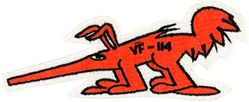 Fighter Squadron 114 (VF-114) Morale
Established as Bombing-Fighting Squadron NINETEEN (VBF-19) on 21 Jan 1945. Redesignated Fighter Squadron TWO ZERO A (VF-20A) on 15 Nov 1946; Fighter Squadron ONE HUNDRED NINTY TWO (VF-192) on 24 Aug 1948; Fighter Squadron ONE HUNDRED FOURTEEN (VF-114) "Aardvarks" on 15 Feb 1950. Disestablished on 30 Apr 1993. 

Vought F4U-4/4B Corsair, 1945-1946, 1950-1953
Grumman F8F-1 Bearcat, 1947-1950
Grumman F9F-5 Panther, 1953-1956
McDonnell F2H-3 Banshee, 1956-1957
McDonnell F3H-2N Demon, 1957-1961
McDonnell Douglas F-4B/J Phantom II, 1961-1975
Grumman F-14A Tomcat, 1975-1993

Insignia. Executioneers, 1950-1962; Bellerophon and Pegasus approved on 20 Jun 1962.

Deployments:
5 Jul 1950-26 Mar 1951	USS Philippine Sea (CV-47) CVG-11, F4U-4B, WestPac/Korea	
28 Mar 1951-7 Apr 1951 USS Valley Forge (CV-45) CVG-11, F4U-4B, WestPac/Korea	
31 Dec 1951-8 Aug 1952 USS Philippine Sea (CV-47) CVG-11, F4U-4B, WestPac/Korea	
1 Jul 1953-18 Jan 1954 USS Kearsage (CVA-33) CVG-11, F9F-5, WestPac	
7 Oct 1954-12 May 1955 USS Kearsage (CVA-33) CVG-11, F9F-5,	WestPac
16 Jul 1956-26 Jan 1957	USS Essex (CVA-9) CVG-11, F2H-3, WestPac	
8 Mar 1958-21 Nov 1958 USS Shangri La	(CVA-38) CVG-11, F3H-2N, WestPac	
9 Mar 1959-3 Oct 1959 USS Shangri La (CVA-38) CVG-11, F3H-2N, WestPac	
16 Jul 1960-18 Mar 1961 USS Hancock (CVA-19) CVG-11, F3H-2N, WestPac	
13 Sep 1962-2 Apr 1963	USS Kitty Hawk	(CVA-63) CVG-11, F4H-1, WestPac	
17 Oct 1963-20 Jul 1964	USS Kitty Hawk	(CVA-63) CVW-11, F-4B, WestPac/ Vietnam
19 Oct 1965-13 Jun 1966 USS Kitty Hawk (CVA-63) CVW-11, F-4B, WestPac/ Vietnam
5 Nov 1966-19 Jun 1967	USS Kitty Hawk (CVA-63) CVW-11, F-4B, WestPac/ Vietnam
18 Nov 1967-28 Jun 1968 USS Kitty Hawk (CVA-63) CVW-11, F-4B, WestPac/ Vietnam
30 Dec 1968-4 Sep 1969	USS Kitty Hawk (CVA-63) CVW-11, F-4B,	WestPac/ Vietnam
6 Nov 1970-17 Jul 1971 USS Kitty Hawk (CVA-63) CVW-11, F-4J, WestPac/ Vietnam
17 Feb 1972-28 Nov 1972 USS Kitty Hawk (CVA-63) CVW-11, F-4J, WestPac/ Vietnam
23 Nov 1973-9 Jul 1974 USS Kitty Hawk (CVA-63) CVW-11, F-4J, WestPac/ Indian Ocean
21 May 1975-15 Dec 1975 USS Kitty Hawk (CVA-63) CVW-11, F-4J, WestPac	
25 Oct 1977-15 May 1978 USS Kitty Hawk (CV-63) CVW-11, F-14A, WestPac	
13 Mar 1979-22 Sep 1979 USS America (CV-66) CVW-11, F-14A, Mediterranean 
14 Apr 1981-12 Nov 1981 USS America (CV-66) CVW-11, F-14A,	Mediterranean/Indian Ocean
1 Sep 1982-28 Apr 1983	USS Enterprise (CVN-65) CVW-11, F-14A	, NorPac/WestPac
30 May 1984-20 Dec 1984 USS Enterprise (CVN-65) CVW-11, F-14A, NorPac/WestPac/Indian Ocean
15 Jan 1986-12 Aug 1986 USS Enterprise (CVN-65) CVW-11, F-14A, Around-the-World	
25 Oct 1987-24 Nov 1987 USS Enterprise (CVN-65) CVW-11, F-14A, NorPac	
5 Jan 1988-3 Jul 1988 USS Enterprise (CVN-65) CVW-11, F-14A, NorPac/WestPac/Indian Ocean
17 Sep 1989-16 Mar 1990 USS Enterprise (CVN-65) CVW-11, F-14A, Around-the-World	
24 Sep 1990-20 Nov 1990 USS Abraham Lincoln (CVN-72) CVW-11, F-14A, Norfolk to Alameda
28 May 1991-25 Nov 1991 USS Abraham Lincoln	(CVN-72) CVW-11, F-14A, WestPac/Indian Ocean/Arabian Gulf

