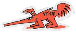 Fighter Squadron 114 (VF-114) Morale 
Established as Bombing-Fighting Squadron NINETEEN (VBF-19) on 21 Jan 1945. Redesignated Fighter Squadron TWO ZERO A (VF-20A) on 15 Nov 1946; Fighter Squadron ONE HUNDRED NINTY TWO (VF-192) on 24 Aug 1948; Fighter Squadron ONE HUNDRED FOURTEEN (VF-114) "Aardvarks" on 15 Feb 1950. Disestablished on 30 Apr 1993. 

Vought F4U-4/4B Corsair, 1945-1946, 1950-1953
Grumman F8F-1 Bearcat, 1947-1950
Grumman F9F-5 Panther, 1953-1956
McDonnell F2H-3 Banshee, 1956-1957
McDonnell F3H-2N Demon, 1957-1961
McDonnell Douglas F-4B/J Phantom II, 1961-1975
Grumman F-14A Tomcat, 1975-1993

Insignia. Executioneers, 1950-1962; Bellerophon and Pegasus approved on 20 Jun 1962.

Deployments:
5 Jul 1950-26 Mar 1951	USS Philippine Sea (CV-47) CVG-11, F4U-4B, WestPac/Korea	
28 Mar 1951-7 Apr 1951 USS Valley Forge (CV-45) CVG-11, F4U-4B, WestPac/Korea	
31 Dec 1951-8 Aug 1952 USS Philippine Sea (CV-47) CVG-11, F4U-4B, WestPac/Korea	
1 Jul 1953-18 Jan 1954 USS Kearsage (CVA-33) CVG-11, F9F-5, WestPac	
7 Oct 1954-12 May 1955 USS Kearsage (CVA-33) CVG-11, F9F-5,	WestPac
16 Jul 1956-26 Jan 1957	USS Essex (CVA-9) CVG-11, F2H-3, WestPac	
8 Mar 1958-21 Nov 1958 USS Shangri La	(CVA-38) CVG-11, F3H-2N, WestPac	
9 Mar 1959-3 Oct 1959 USS Shangri La (CVA-38) CVG-11, F3H-2N, WestPac	
16 Jul 1960-18 Mar 1961 USS Hancock (CVA-19) CVG-11, F3H-2N, WestPac	
13 Sep 1962-2 Apr 1963	USS Kitty Hawk	(CVA-63) CVG-11, F4H-1, WestPac	
17 Oct 1963-20 Jul 1964	USS Kitty Hawk	(CVA-63) CVW-11, F-4B, WestPac/ Vietnam
19 Oct 1965-13 Jun 1966 USS Kitty Hawk (CVA-63) CVW-11, F-4B, WestPac/ Vietnam
5 Nov 1966-19 Jun 1967	USS Kitty Hawk (CVA-63) CVW-11, F-4B, WestPac/ Vietnam
18 Nov 1967-28 Jun 1968 USS Kitty Hawk (CVA-63) CVW-11, F-4B, WestPac/ Vietnam
30 Dec 1968-4 Sep 1969	USS Kitty Hawk (CVA-63) CVW-11, F-4B,	WestPac/ Vietnam
6 Nov 1970-17 Jul 1971 USS Kitty Hawk (CVA-63) CVW-11, F-4J, WestPac/ Vietnam
17 Feb 1972-28 Nov 1972 USS Kitty Hawk (CVA-63) CVW-11, F-4J, WestPac/ Vietnam
23 Nov 1973-9 Jul 1974 USS Kitty Hawk (CVA-63) CVW-11, F-4J, WestPac/ Indian Ocean
21 May 1975-15 Dec 1975 USS Kitty Hawk (CVA-63) CVW-11, F-4J, WestPac	
25 Oct 1977-15 May 1978 USS Kitty Hawk (CV-63) CVW-11, F-14A, WestPac	
13 Mar 1979-22 Sep 1979 USS America (CV-66) CVW-11, F-14A, Mediterranean 
14 Apr 1981-12 Nov 1981 USS America (CV-66) CVW-11, F-14A,	Mediterranean/Indian Ocean
1 Sep 1982-28 Apr 1983	USS Enterprise (CVN-65) CVW-11, F-14A	, NorPac/WestPac
30 May 1984-20 Dec 1984 USS Enterprise (CVN-65) CVW-11, F-14A, NorPac/WestPac/Indian Ocean
15 Jan 1986-12 Aug 1986 USS Enterprise (CVN-65) CVW-11, F-14A, Around-the-World	
25 Oct 1987-24 Nov 1987 USS Enterprise (CVN-65) CVW-11, F-14A, NorPac	
5 Jan 1988-3 Jul 1988 USS Enterprise (CVN-65) CVW-11, F-14A, NorPac/WestPac/Indian Ocean
17 Sep 1989-16 Mar 1990 USS Enterprise (CVN-65) CVW-11, F-14A, Around-the-World	
24 Sep 1990-20 Nov 1990 USS Abraham Lincoln (CVN-72) CVW-11, F-14A, Norfolk to Alameda
28 May 1991-25 Nov 1991 USS Abraham Lincoln	(CVN-72) CVW-11, F-14A, WestPac/Indian Ocean/Arabian Gulf

