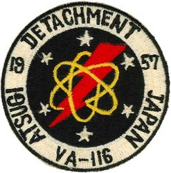 Attack Squadron 116 (VA-116) Atsugi Detachemnt
Established as Attack Squadron ONE HUNDRED SIXTEEN (VA-116) “Roadrunners” on 1 Dec 1955. Redesignated Attack Squadron ONE HUNDRED FORTY FOUR (VA-144) (1ST) on 23 Feb 1959. Disestablished on 29 Jan 1971. 

Insignia approved on 23 Feb 1956.

Vought F7U-3M Cutlass, 1955-1957
North American FJ-4B Fury, 1957-1962 


