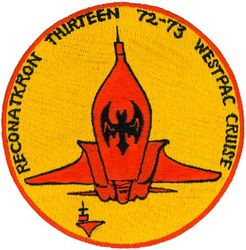 Reconnaissance Attack (Heavy) Squadron 13 (RVAH-13) Western Pacific Cruise 1972-1973
Established as Heavy Attack Squadron THIRTEEN (VAH-13) "Bats" on 3 Jan 1961. Redesignated Reconnaissance Attack (Heavy) Squadron THIRTEEN (RVAH-13) on 1 Nov 1964. Disestablished on 30 Jun 1976.

12 Sep 1972-12 Jun 1973, USS Enterprise (CVAN-65),	CVW-14, North American RA-5C Vigilante, (Linebacker II)

