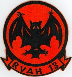 Reconnaissance Attack (Heavy) Squadron 13 (RVAH-13)
Established as Heavy Attack Squadron THIRTEEN (VAH-13) "Bats" on 3 Jan 1961. Redesignated Reconnaissance Attack (Heavy) Squadron THIRTEEN (RVAH-13) on 1 Nov 1964. Disestablished on 30 Jun 1976.

Douglas A3D-2 Skywarrior, 1961-1964
North American RA-5C Vigilante, 1964-1976

