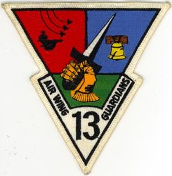 Carrier Air Wing 13 (CVW-13)
Established as Carrier Air Group EIGHTY ONE (CVG-81) on 1 Mar 1944. Redesignated Attack Carrier Air Group THIRTEEN (CVAG-13) on 15 Nov 1946; Carrier Air Group THIRTEEN (CVG-13) on 1 Sep 1948. Disestablished on 30 Nov 1949. Carrier Air Group THIRTEEN (CVG-13) reactivated on 21 Aug 1961. Disestablished on 1 Oct 1962. Redesignated as Carrier Air Wing THIRTEEN (CVW-13) and activated on 1 Mar 1984. Inactivated on 1 Jan 1991.

