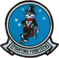 Fighter Squadron 14 (VF-14) F-14 Tomcat
Established as Pacific Fleet Air Detachment (ADPF) on 1 Sep 1919. Redesignated Torpedo Squadron FIVE (VT-5) in 15 Jun 1920; Patrol Squadron FOUR-ONE (VP-4-1) on 7 Sep 1921; Fighter Squadron FOUR (VF-4) on 23 Sep 1921; Fighter Squadron ONE (VF-1) on 1 Jul 1922; Fighter Squadron ONE B (VF-1B) on 1 Jul 1927; Bombing Squadron TWO B (VB-2B) on 1 Jul 1934; Bombing Squadron THREE (VB-3) on1 Jul 1937; Bombing Squadron FOUR (VB-4) on 1 Jul 1939; Scouting Squadron FORTY ONE (VS-41) on 15 Mar 1941; Bombing Squadron FORTY ONE (VB-41) on 1 Mar 1943; Bombing Squadron FOUR (VB-4) on 4 Aug 1943; Attack Squadron ONE A (VA-1A) on 15 Nov 1946; Attack Squadron FOURTEEN (VA-14) on 1 Aug 1948; Fighter Squadron FOURTEEN (VF-14) on 15 Dec 1949; Strike Fighter Squadron FOURTEEN (VFA-14) on 1 Dec 2001-.

Grumman F-14A Tomcat, 1974-2001

