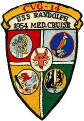 Carrier Air Group 14 (CVG-14) Mediterranean Cruise 1954
Established as Carrier Air Group Fourteen (CVG-14) in Jul 1950. Redesignated Carrier Air Wing Fourteen (CVW-14) on 20 Dec 1963-. 

Squadrons: Fighter Squadron ONE FORTY ONE (VF-141)(F2H-3),	Fighter Squadron ONE FORTY TWO (VF-142)(F9F-6), Fighter Squadron ONE FORTY FOUR (VF-144)(F9F-5), Attack Squadron ONE FORTY FIVE (VA-145)(AD-4), Composite Squadron THREE Detachment F (VC-3 Det. F), Composite Squadron ELEVEN Detachment 11 (VC-11 Det. 11), Composite Squadron THIRTY FIVE Detachment (VC-35 Det), Composite Squadron SIXTY ONE Detachment F (VC-61 Det. F) & Helicopter Utility Squadron TWO Detachment (HU-1 Det).

Mediterranean Cruise, 3 Feb-6 Aug 1954 , Operation Hellenic Sky I, Operation Shield I, Operation Italic Sky I

