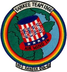 Carrier Air Group 14 (CVG-14) Western Pacific Cruise 1966
Established as Carrier Air Group Fourteen (CVG-14) in Jul 1950. Redesignated Carrier Air Wing Fourteen (CVW-14) on 20 Dec 1963-. 

Squadrons: Fighter Squadron ONE FORTY TWO (	VF-142) (F-4B), Fighter Squadron ONE FORTY THREE (VF-143 (F-4B), Attack Squadron FIFTY FIVE (VA-55) (A-4E), Attack Squadron ONE FORTY FIVE (VA-145) (A-1H), Attack Squadron ONE FORTY SIX (VA-146) (A-4C), Attack Squadron FIFTY FIVE (VA-55) (A-4E), Reconnaissance Attack Squadron NINE (RVAH-9) (RA-5C), Heavy Attack Squadron TWO Detachment F (VAH-2 Det F)(A-3B), Carrier Airborne Early Warning Squadron ELEVEN Detachment F (VAW-11 Det F) (E-2A), Helicopter Combat Support Squadron ONE (HC-1 Det-F) (UH-2A/B), Fleet Air Reconnaissance Squadron ONE Detachment (VQ-1 Det) (EA-3B) & Heavy Photographic Squadron SIXTY ONE Detachment (VAP-61 Det) (RA-3B).

Western Pacific/Vietnam Cruise, 10 Dec 1965-25 Aug 1966

