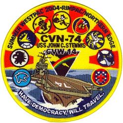 Carrier Air Wing 14 (CVW-14) Western Pacific Cruise 2004
Established as Carrier Air Group Fourteen (CVG-14) in Jul 1950. Redesignated Carrier Air Wing Fourteen (CVW-14) on 20 Dec 1963-. 

Squadrons: Fighter Squadron THIRTY ONE (VF-31) (F-14D), Strike Fighter Squadron TWENTY FIVE (VFA-25) (F/A-18C), Strike Fighter Squadron ONE ONE THREE (VFA-113) (F/A-18E), Strike Fighter Squadron ONE ONE FIVE (VFA-115) (F/A-18C), Tactical Electronic Warfare Squadron ONE THREE NINE (VAQ-139) (EA-6B), Carrier Airborne Early Warning Squadron ONE ONE THREE (VAW-113)(E-2C) & Helicopter Anti-Submarine Squadron FOUR (HS-4) (HH/SH-60H/F)

Western Pacific/Indian Ocean, 24 May-1 Nov 2004, Exercise Northern Edge '04, RIMPAC 2004, Operation Enduring Freedom

