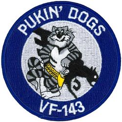 Fighter Squadron 143 (VF-143) F-14 Tomcat
Established as Fighter Squadron EIGHT SEVEN THREE (VF-871) in 1949 and called to active duty on 20 Jul 1950. Redesignated Fighter Squadron ONE TWO THREE (VF-123) “Blue Racers” on 4 Feb 1953, Fighter Squadron FIVE THREE (VF-53) on 15 Apr 1958; Fighter Squadron ONE FORTY THREE (VF-143) (2nd) on 20 Jun 1963; Strike Fighter Squadron ONE FORTY THREE on 27 Apr 2005-.

Grumman F-14A/B Tomcat, 1975-2005

