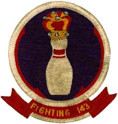 Fighter Squadron 143 (VF-143)
VF-143 "Kingpins" (First VF-143)
1955-1958
Established as VF-821 and called to active duty on 20 Jul 1950. Redesignated VF-143 (1st) on 4 Feb 1953-1 April 1958. 
Vought F4U-4 Corsair
Grumman F9F-2 Panther
Grumman F9F-6 Cougar
North American FJ-3 Fury
Vought F-8A Crusader
