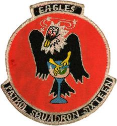 Patrol Squadron 16 (VP-16)
Established as Reserve Patrol Squadron NINE HUNDRED SIX (VP-906) in May 1946.  Redesignated Medium Seaplane Squadron FIFTY SIX  (VP-ML-56) on 15 November 1946.  Redesignated Patrol Squadron SEVEN HUNDRED  FORTY ONE (VP-741) in February 1950.  Redesignated Patrol Squadron SIXTEEN (VP-16) on  4 February 1953, the third squadron to be assigned the  VP-16 designation.

Lockheed PV-2/PBY-5A/PBY-6A Harpoon, 1946-1950
Lockheed P2V-2/3/5/5F Neptune, 1950-1962
Lockheed SP-2E Neptune, 1962-1964
Lockheed P-3A/A DIFAR/C/C UII.5/C UIIIR, 1964-2012
Boeing P-8A Poseidon, 2012-.

Insignia (2nd) “Eagle” approved by CNO on 30 Oct 1953.



