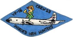 Patrol Squadron 16 (VP-16) Crew 23
Established as Reserve Patrol Squadron NINE HUNDRED SIX (VP-906) in May 1946.  Redesignated Medium Seaplane Squadron FIFTY SIX  (VP-ML-56) on 15 November 1946.  Redesignated Patrol Squadron SEVEN HUNDRED  FORTY ONE (VP-741) in February 1950.  Redesignated Patrol Squadron SIXTEEN (VP-16) on  4 February 1953, the third squadron to be assigned the  VP-16 designation.

Lockheed PV-2/PBY-5A/PBY-6A Harpoon, 1946-1950
Lockheed P2V-2/3/5/5F Neptune, 1950-1962
Lockheed SP-2E Neptune, 1962-1964
Lockheed P-3A/A DIFAR/C/C UII.5/C UIIIR, 1964-2012
Boeing P-8A Poseidon, 2012-.

Insignia (2nd) “Eagle” approved by CNO on 30 Oct 1953.

