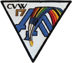 Carrier Air Wing 17 (CVW-17)
Established as Carrier Air Group EIGHTY TWO (CVG-82) on 1 Apr 1944. Redesignated Carrier Air Group SEVENTEEN (CVAG-17) on 15 Nov 1946; Carrier Air Group SEVENTEEN (CVG-17) in Sept 1948. Disestablished on 15 Sept 1958. Carrier Air Wing Seventeen (CVW-17) was reactivated on 1 Nov 1966-.

