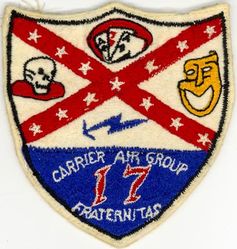 Carrier Air Group 17 (CVG-17) Mediterranean Cruise 1949
Established as Carrier Air Group EIGHTY TWO (CVG-82) on 1 Apr 1944. Redesignated Carrier Air Group SEVENTEEN (CVAG-17) on 15 Nov 1946; Carrier Air Group SEVENTEEN (CVG-17) in Sept 1948. Disestablished on 15 Sept 1958. Carrier Air Wing Seventeen (CVW-17) was reactivated on 1 Nov 1966-.

4 Jan 1949-5 Mar 1949, USS Midway (CVB-41)

Squadrons: Fighter Squadron ONE SEVEN ONE(VF-171), Fighter Squadron ONE SEVEN TWO(VF-172), Fighter Squadron ONE SEVEN THREE (VF-173)& Composite Squadron FOUR (VC-4).

