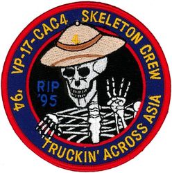 Patrol Squadron 17 Inactivation
VP-17 "White Lightnings"
1995
Established as VP-916 on 1 Jul 1946; VP-ML-66
 on 15 Nov 1946; VP-772 in Feb 1950; VP-17 (3rd VP-17) on 4 Feb 1953; VA-HM-10 on 1 July 1956; VP-17
on 1 Jul 1959-31 Mar 1995.
Lockheed P-3C Orion

