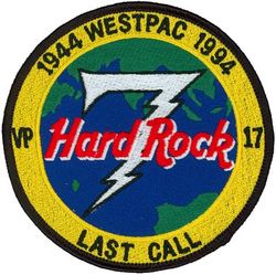 Patrol Squadron 17 WESTPAC CRUISE 1994
VP-17 "White Lightnings"
1994
Established as VP-916 on 1 Jul 1946; VP-ML-66
on 15 Nov 1946; VP-772 in Feb 1950; VP-17 (3rd VP-17) on 4 Feb 1953; VA-HM-10 on 1 July 1956; VP-17
on 1 Jul 1959-31 Mar 1995.
Lockheed P-3C UIIR Orion
