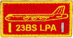 23d Bomb Squadron B-52 Lieutenant’s Protection Association Pencil Pocket Tab
Organized as 18 Aero Squadron on 16 Jun 1917.  Redesignated as 23 Aero Squadron (Repair) on 22 Jun 1917.  Demobilized on 22 Mar 1919.  Reconstituted, and consolidated (1924) with 23 Squadron, which was authorized on 30 Aug 1921, organized on 1 Oct 1921, redesignated as 23 Bombardment Squadron on 25 Jan 1923.  Redesignated as: 23 Bombardment Squadron (Medium) on 6 Dec 1939; 23 Bombardment Squadron (Heavy) on 20 Nov 1940; 23 Bombardment Squadron, Heavy, on 6 Mar 1944; 23 Bombardment Squadron, Very Heavy, on 30 Apr 1946.  Inactivated on 10 Mar 1947.  Redesignated as 23 Reconnaissance Squadron, Very Long Range, Photographic, on 16 Sep 1947. Activated on 20 Oct 1947.  Redesignated as: 23 Strategic Reconnaissance Squadron, Photographic, on 16 Jun 1949; 23 Strategic Reconnaissance Squadron, Heavy, on 14 Nov 1950; 23 Bombardment Squadron, Heavy, on 1 Oct 1955; 23 Bomb Squadron on 1 Sep 1991.
