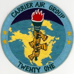 Carrier Air Group 21 (CVG-21)
Established as Carrier Air Group TWENTY ONE (CVG-21) in 1955. Redesignated Carrier Air Wing TWENTY ONE (CARAIRWING TWENTY ONE) (CVW-21) on 20 Dec 1963. Disestablished on 12 Dec 1975.
