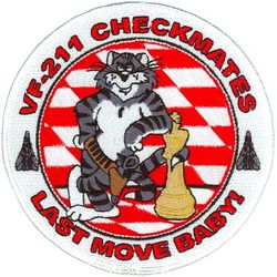 Fighter Squadron 211 (VF-211) F-14 Tomcat Retirement
VF-211 "Checkmates"
2004
Established as VB-74 on 1 May 1945; VA-1B on 15 Nov 1946; VA-24 on 1 Sep 1948; VF-24 (2nd) on 1 Dec 1949; VF-211 on 9 March 1959. VF-24 redesignated VF-211 and VF-211 redesignated VF-24 on the same day. VFA-211 in 2005.
Grumman F-14A Tomcat
