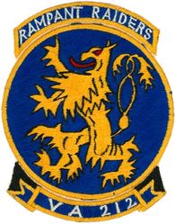 Attack Squadron 212 (VA-212)
VEstablished as Fighter Squadron 215 (VF-215) on 20 Jun 1955; Attack Squadron 212 (VA-215) "Rampant Raiders" on 1 Apr 1956-12 Dec 1975.

Vought F7U-3 Cutlass
Grumman F9F-8B Cougar
North American FJ-4B Fury
Douglas A4D-2/A-4B/4D-5/A-4E/4F Skyhawk

