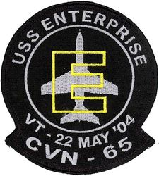 Training Squadron 22 (VT-22) Carrier Qualification USS Enterprise May 2004
Established as Advanced Training Unit Six (ATU-6) on 13 Jun 1949. Redesignated: Jet Transitional Training Unit One (JTTU-1) in Aug 1949; Advanced Training Unit Three (ATU-3) on 20 Aug 1951; Advanced Training Unit Two Zero Zero (ATU-200) in 1952; Advanced Training Unit Two One Two (ATU-212) in ? Training Squadron-Two Two (VT-22) "Golden Eagles" on 21 May 1960-. 
McDonnell Douglas T-45 Goshawk, 1994-.

