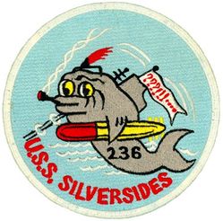 SS-236 USS Silversides 
USS Silversides (SS-236)
Class & type: Gato-class diesel-electric submarine 
Builder: Mare Island Naval Shipyard
Laid down: 4 Nov 1940
Launched: 26 Aug 1941  
Commissioned: 15 Dec 1941
Decommissioned: 17 Apr 1946
Struck: 30 Jun 1969 

