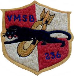 Marine Scout Bombing Squadron 236 (VMSB- 236)
VMSB-236 "Black Panthers"
1943 1st Issue
SBD-3; SBD-4;  SBD-5;SBD-6  Dauntless 
Australian embroidered on wool
