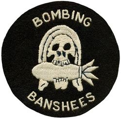 Marine Scout Bombing Squadron 244 (VMSB-244)
Established as Marine Scout Bombing Squadron 242 (VMSB-242) on 1 Mar 1942. Redesignated Marine Scout Bombing Squadron 244 (VMSB-244) “Bombing Banshees” on 14 Sep 1942. Inactivated on 10 Jun 1946.

Douglas SBD Dauntless, 1942
Curtiss SB2C-4 Helldiver, 1942-1946

Insignia Australian embroidered on wool, 1943.


