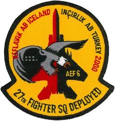 27th Expeditionary Fighter Squadron Keflavik Deployment and Operation NORTHERN WATCH 2000
Organized as 21 Aero Squadron on 15 Jun 1917. Redesignated as: 27 Aero Squadron on 23 Jun 1917; 27 Squadron (Pursuit) on 14 Mar 1921; 27 Pursuit Squadron on 25 Jan 1923; 27 Pursuit Squadron (Interceptor) on 6 Dec 1939; 27 Pursuit Squadron (Fighter) on 12 Mar 1941; 27 Fighter Squadron (Twin Engine) on 15 May 1942; 27 Fighter Squadron, Two Engine, on 28 Feb 1944. Inactivated on 16 Oct 1945. Redesignated as: 27 Fighter Squadron, Single Engine, on 5 Apr 1946; 27 Fighter Squadron, Jet Propelled, on 20 Jun 1946. Activated on 3 Jul 1946. Redesignated as: 27 Fighter Squadron, Jet, on 15 Jun 1948; 27 Fighter-Interceptor Squadron on 16 Apr 1950; 27 Tactical Fighter Squadron on 1 Jul 1971; 27 Fighter Squadron on 1 Nov 1991-.
