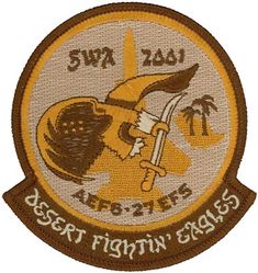 27th Expeditionary Fighter Squadron Operation SOUTHERN WATCH 2001
Organized as 21 Aero Squadron on 15 Jun 1917. Redesignated as: 27 Aero Squadron on 23 Jun 1917; 27 Squadron (Pursuit) on 14 Mar 1921; 27 Pursuit Squadron on 25 Jan 1923; 27 Pursuit Squadron (Interceptor) on 6 Dec 1939; 27 Pursuit Squadron (Fighter) on 12 Mar 1941; 27 Fighter Squadron (Twin Engine) on 15 May 1942; 27 Fighter Squadron, Two Engine, on 28 Feb 1944. Inactivated on 16 Oct 1945. Redesignated as: 27 Fighter Squadron, Single Engine, on 5 Apr 1946; 27 Fighter Squadron, Jet Propelled, on 20 Jun 1946. Activated on 3 Jul 1946. Redesignated as: 27 Fighter Squadron, Jet, on 15 Jun 1948; 27 Fighter-Interceptor Squadron on 16 Apr 1950; 27 Tactical Fighter Squadron on 1 Jul 1971; 27 Fighter Squadron on 1 Nov 1991-.
Keywords: desert