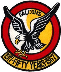 27th Fighter-Interceptor Squadron 50th Anniversary
Organized as 21 Aero Squadron on 15 Jun 1917. Redesignated as: 27 Aero Squadron on 23 Jun 1917; 27 Squadron (Pursuit) on 14 Mar 1921; 27 Pursuit Squadron on 25 Jan 1923; 27 Pursuit Squadron (Interceptor) on 6 Dec 1939; 27 Pursuit Squadron (Fighter) on 12 Mar 1941; 27 Fighter Squadron (Twin Engine) on 15 May 1942; 27 Fighter Squadron, Two Engine, on 28 Feb 1944. Inactivated on 16 Oct 1945. Redesignated as: 27 Fighter Squadron, Single Engine, on 5 Apr 1946; 27 Fighter Squadron, Jet Propelled, on 20 Jun 1946. Activated on 3 Jul 1946. Redesignated as: 27 Fighter Squadron, Jet, on 15 Jun 1948; 27 Fighter-Interceptor Squadron on 16 Apr 1950; 27 Tactical Fighter Squadron on 1 Jul 1971; 27 Fighter Squadron on 1 Nov 1991-.
