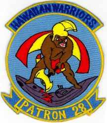 Patrol Squadron 28 (VP-28)
Established as Bombing Squadron ONE HUNDRED EIGHT (VB-108) on 1 Jul 1943. Redesignated Patrol Bombing Squadron ONE HUNDRED EIGHT (VPB-108) on 1 Oct 1944; Patrol Squadron ONE HUNDRED EIGHT (VP-108) on 15 May 1946; Heavy Patrol Squadron (Landplane) EIGHT (VP-HL-8) on 15 Nov 1946; Patrol Squadron TWENTY EIGHT (VP28) on 1 Sep 1948, the second squadron to be assigned the VP-28 designation. Disestablished on 1 Oct 1969.

Consolidated PB4Y-2 Catalina, 1945
Consolidated PB4Y-2S Catalina, 1949-1951
Consolidated P4Y-2/2S Privateer, 1951-1952
Lockheed P2V-5 Neptune, 1952-1959
Lockheed P2V-5F Neptune, 1959-1962
Lockheed P2V-5FS PAR/MOD Neptune, 1962
Lockheed SP-2H Neptune, 1962-1964
Lockheed P-3A Orion, 1964-1969

Insignia (3rd) “Hawaiian Warriors” approved by CNO on 26 Dec 1962.

