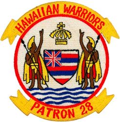 Patrol Squadron 28 (VP-28) 
Established as Bombing Squadron ONE HUNDRED EIGHT (VB-108) on 1 Jul 1943. Redesignated Patrol Bombing Squadron ONE HUNDRED EIGHT (VPB-108) on 1 Oct 1944; Patrol Squadron ONE HUNDRED EIGHT (VP-108) on 15 May 1946; Heavy Patrol Squadron (Landplane) EIGHT (VP-HL-8) on 15 Nov 1946; Patrol Squadron TWENTY EIGHT (VP-28) (2nd) "Hawaiian Warriors" on 1 Sep 1948. Disestablished on 1 Oct 1969.

Lockheed P-3A Orion

Insignia (4th) approved on 15 Dec 1966.
Japanese made

