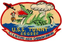 SSG-282 USS Tunny 
USS Tunny (SS-282)
Class & type: Gato-class diesel-electric submarine 
Builder: Mare Island Naval Shipyard 
Laid down: 10 Nov 1941 
Launched: 30 Jun 1942
Commissioned: 1 Sep 1942 
Decommissioned: 12 Feb 1946 
Recommissioned: 25 Feb 1952 
Decommissioned: 30 Apr 1952
Recommissioned as SSG-282: 6 Mar 1953 
Decommissioned: 28 Jun 1969
Struck: 30 Jun 1969
Fate: Sunk as a target, 19 Jun 1970 

