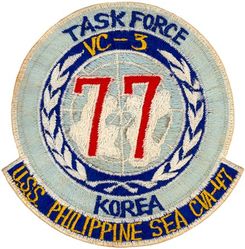 Composite Squadron 3 (VC-3) Task Force 77
VC-3 "Blue Nemesis"
1952-1953
Established as VC-3 on 20 May 1949, VF(AW)-3 on 1 July 1956-2 May 1958.
Vought  F4U-5N Corsair
