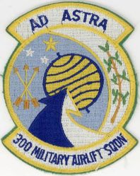 300th Military Airlift Squadron, (Associate) 
Constituted as 100 Transport Squadron on 4 Jun 1943. Activated on 21 Jun 1943. Disbanded on 1 Dec 1943. Reconstituted, and redesignated 100 Air Transport Squadron, Medium, on 20 Jun 1952. Activated on 20 Jul 1952. Inactivated on 25 Oct 1955. Consolidated (19 Sep 1985) with the 300 Military Airlift Squadron (Associate), which was constituted on 31 Jul 1969. Activated in the Reserve on 25 Sep 1969. Redesignated: 300 Airlift Squadron (Associate) on 1 Feb 1992; 300 Airlift Squadron on 1 Oct 1994-.

Translation: AD ASTRA = To the Stars

