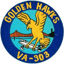 Attack Squadron 303 (VA-303) Morale
VA-303 "Golden Hawks"
1970-1984
Established as VF-876 in late 1940s; VA-876 in 1961; VA-20G2 in 1968; VA-303 on 1 Jul 1970; VFA-303 on 1 Jan 1994-31 Dec 1994.
 Vought F4U-4B Corsair 
 North American FJ-1 Fury
 McDonnell F2H Banshee
 Douglas A4D-2N (A-4C)/ 4L Skyhawk 
 Chance Vought A-7A/B Corsair II
 McDonnell Douglas F/A-18A Hornet

